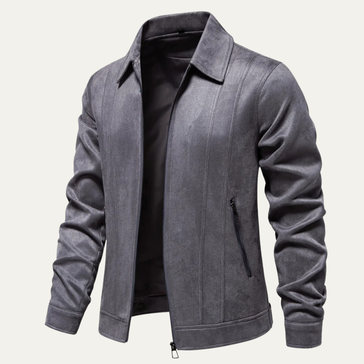 The Varese Men's Trucker  Suede Leather Zip Up Jacket