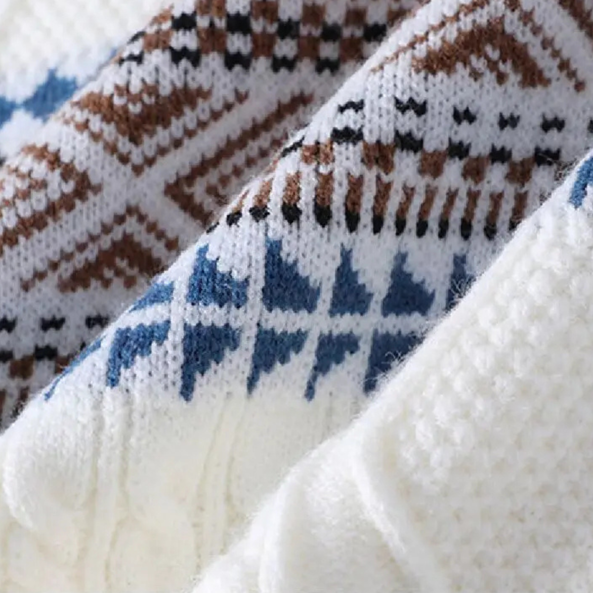 The Crestmoor Men’s Knit Warm Crewneck Sweater with Nordic Pattern