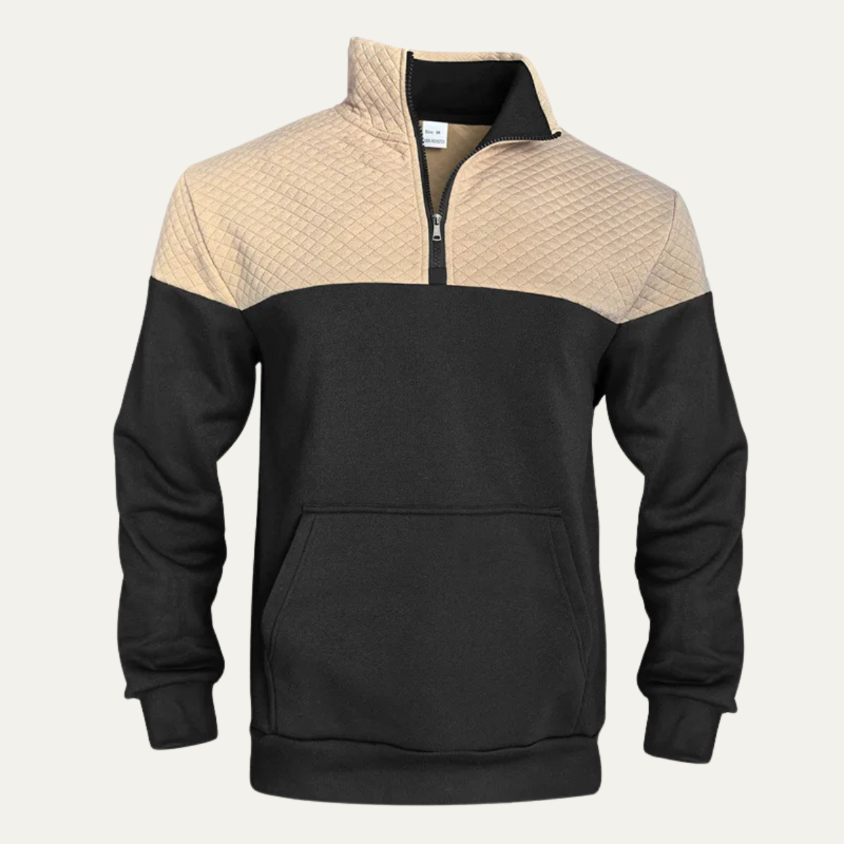 The Montfield Men's Quilted Stand Collar Colour Block Half Zip Sweater