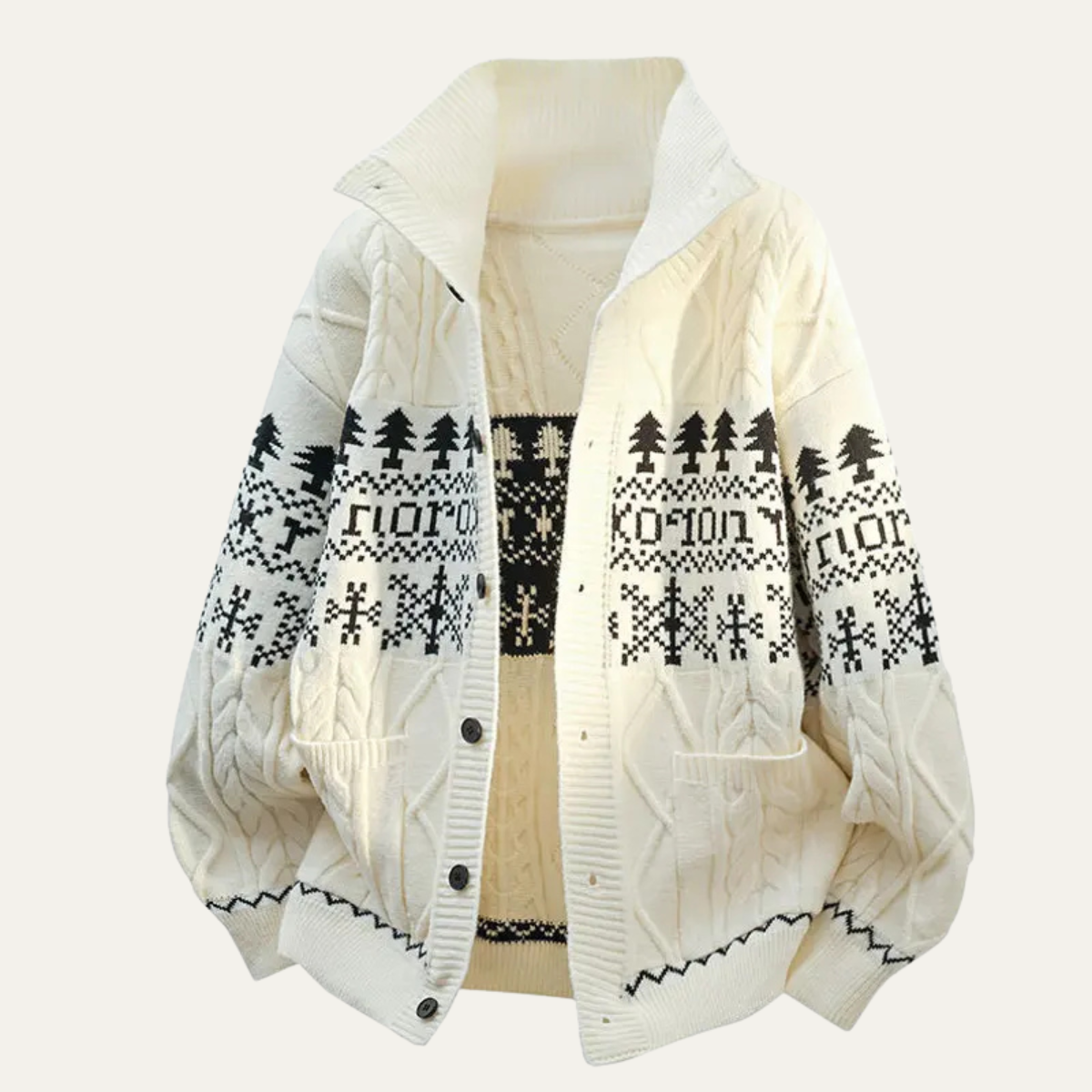 The Salamanca Men's Winter Nordic Pattern Button Up Knitted Jacket