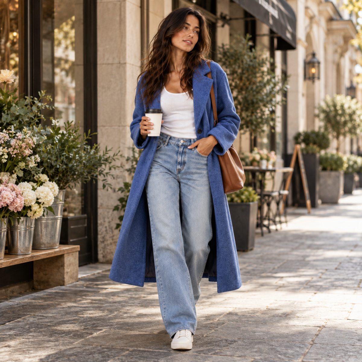 Women's Oversized Wool Coat – Long Single Breasted Winter Overcoat