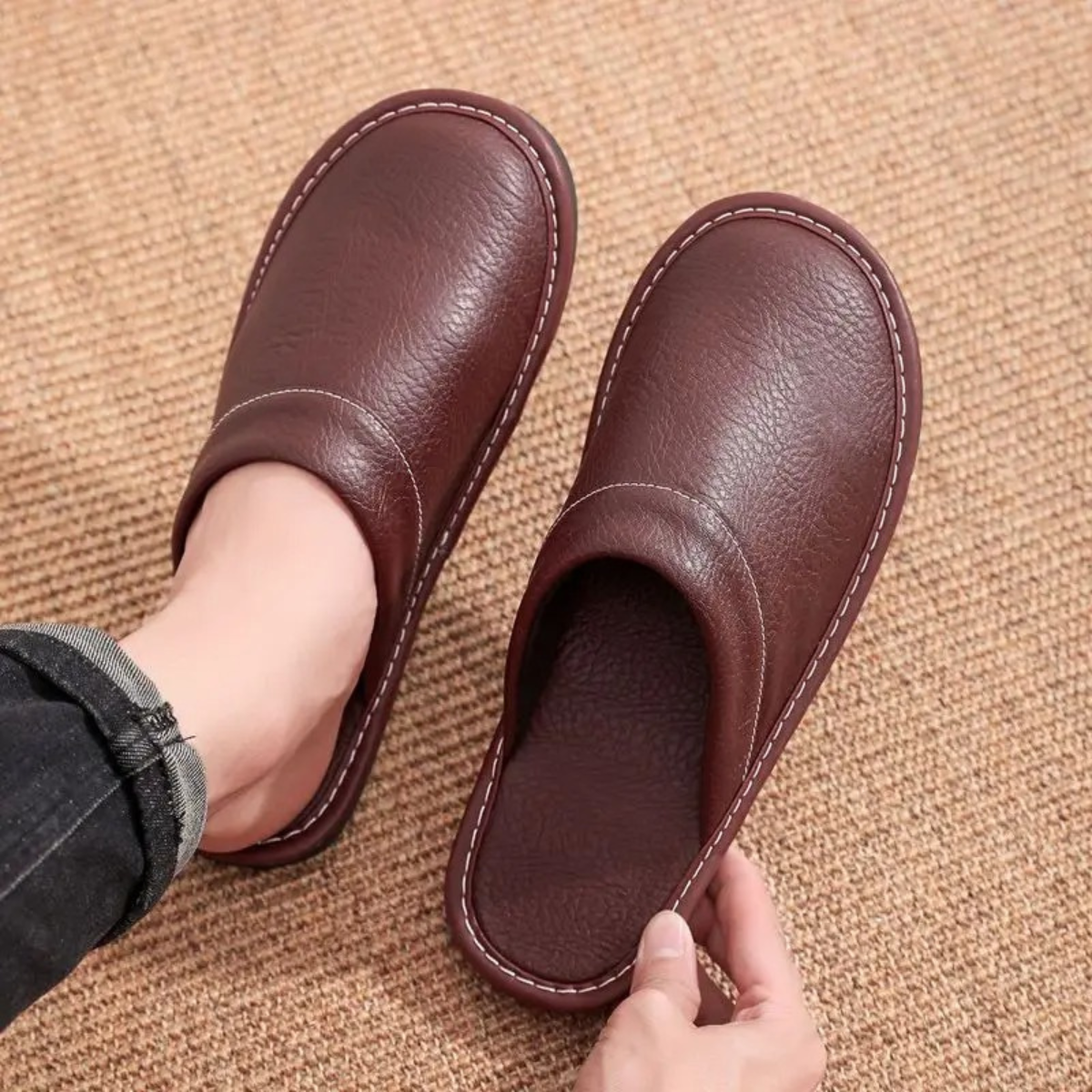 The Shaftesbury Men’s Soft Leather Indoor House Shoes