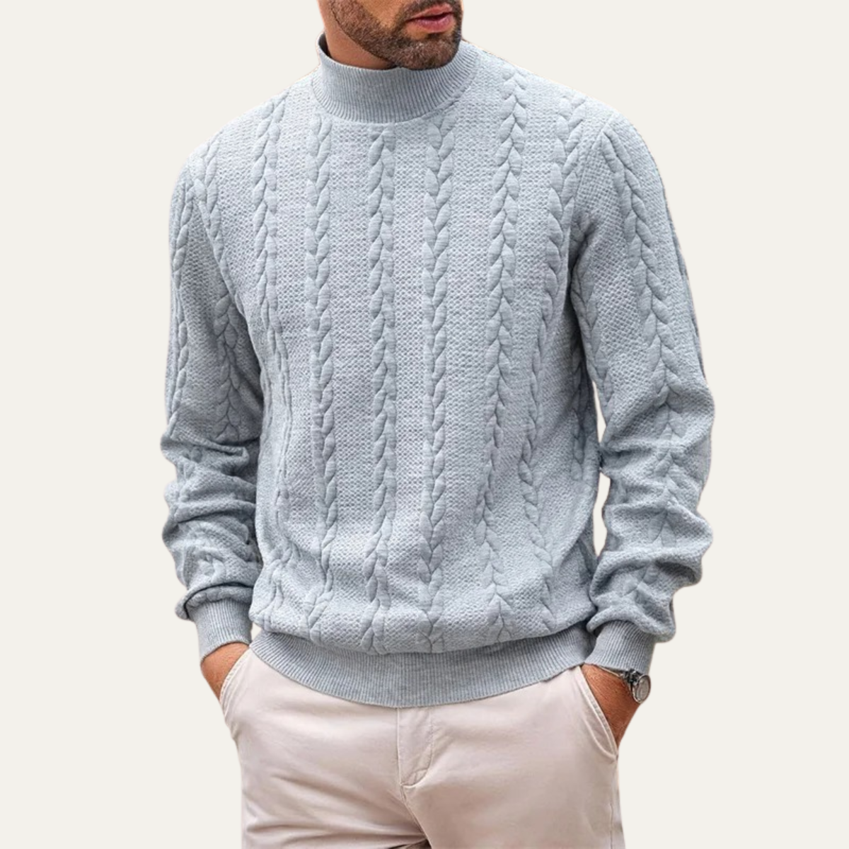 The Paestum Men’s Warm Ribbed Cable Knit Turtleneck Sweater