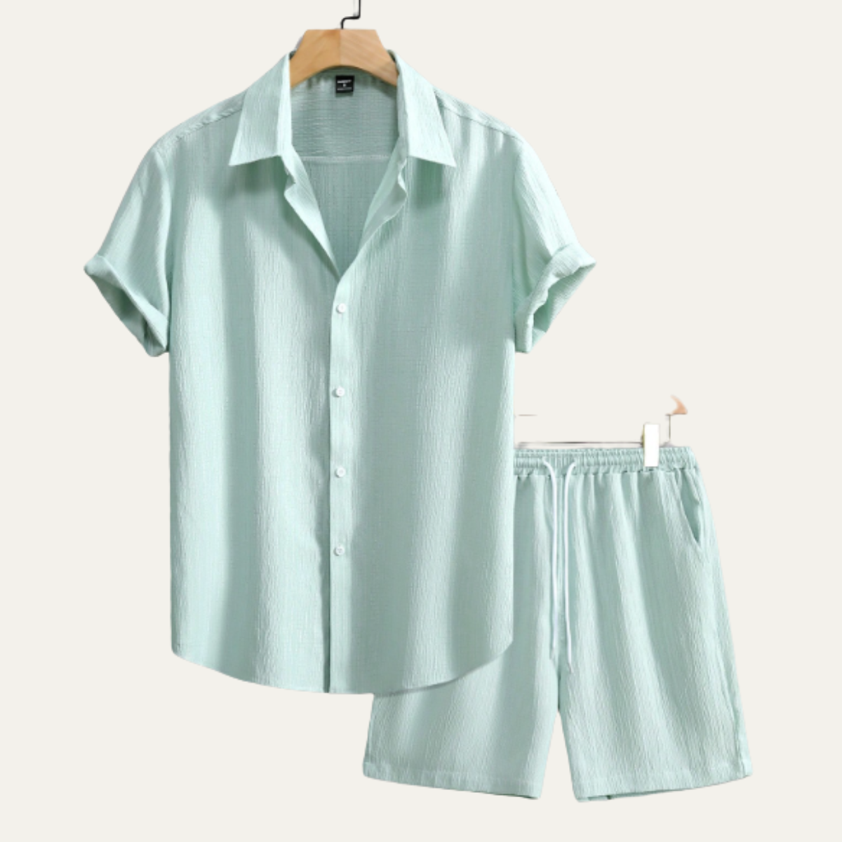 The Pinefield Men’s Summer Co-Ord Set – Button-Up Shirt & Drawstring Shorts