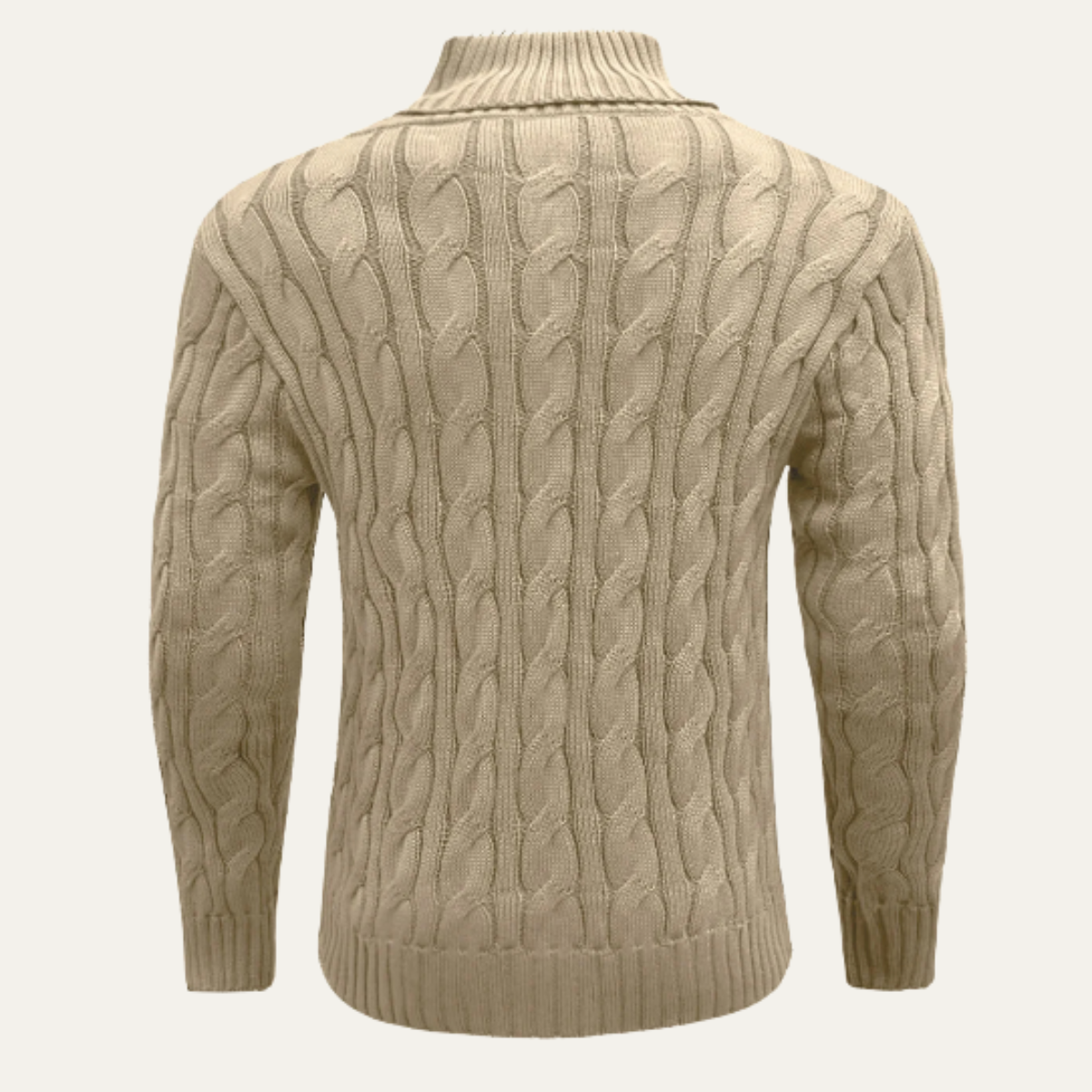 The Bevagna Men’s Cable Knit Shawl Collar Button Neck Sweater