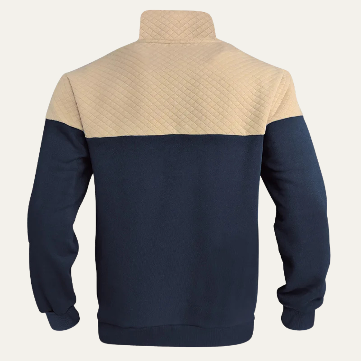 The Silverpark Men's Quilted Casual Colour Block Half Zip Sweater
