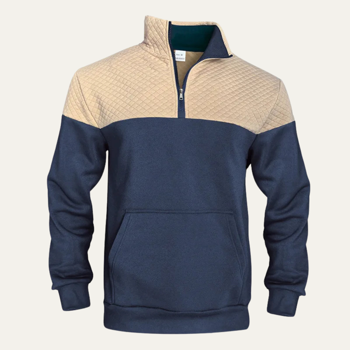The Silverpark Men's Quilted Casual Colour Block Half Zip Sweater