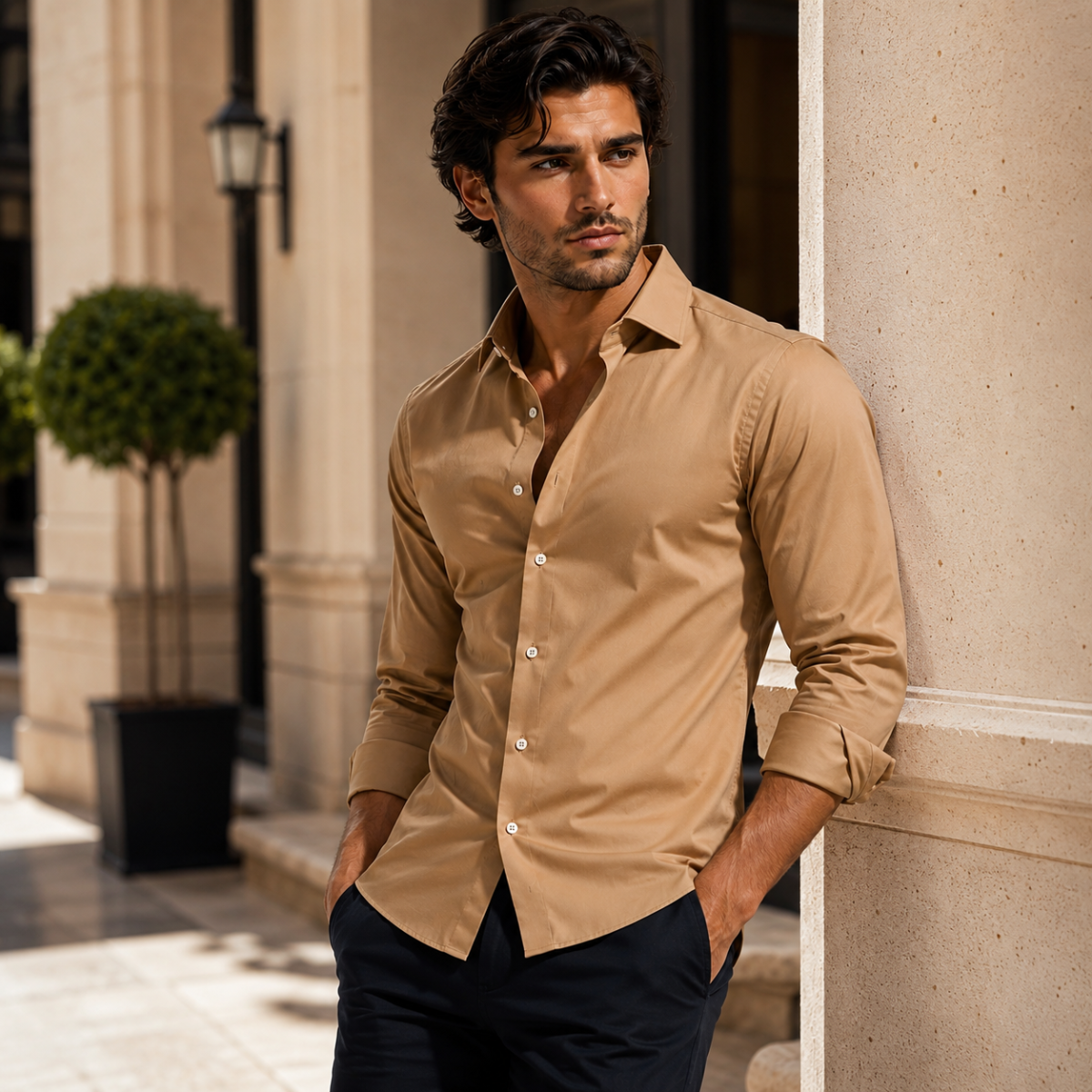The Milano Men’s Slim Fit Elegant Stretch Dress Shirt