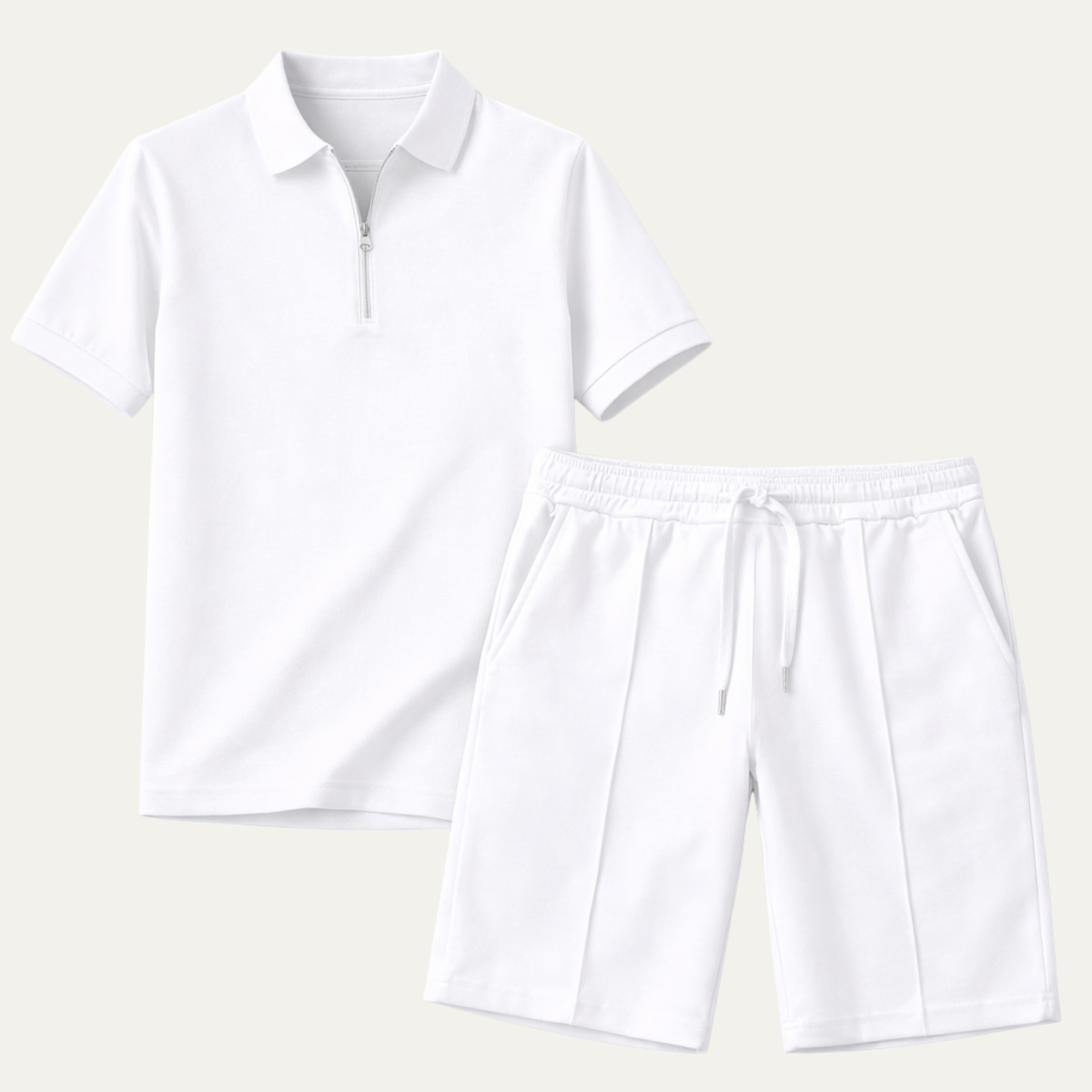 The Summerfield Men’s Summer Polo Shirt & Shorts Set – White