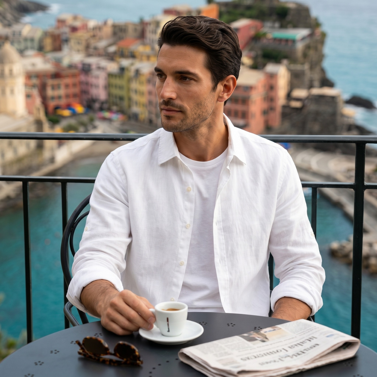 The Woodhall Men’s 100% Linen Italian Style Casual Button-Up Shirt