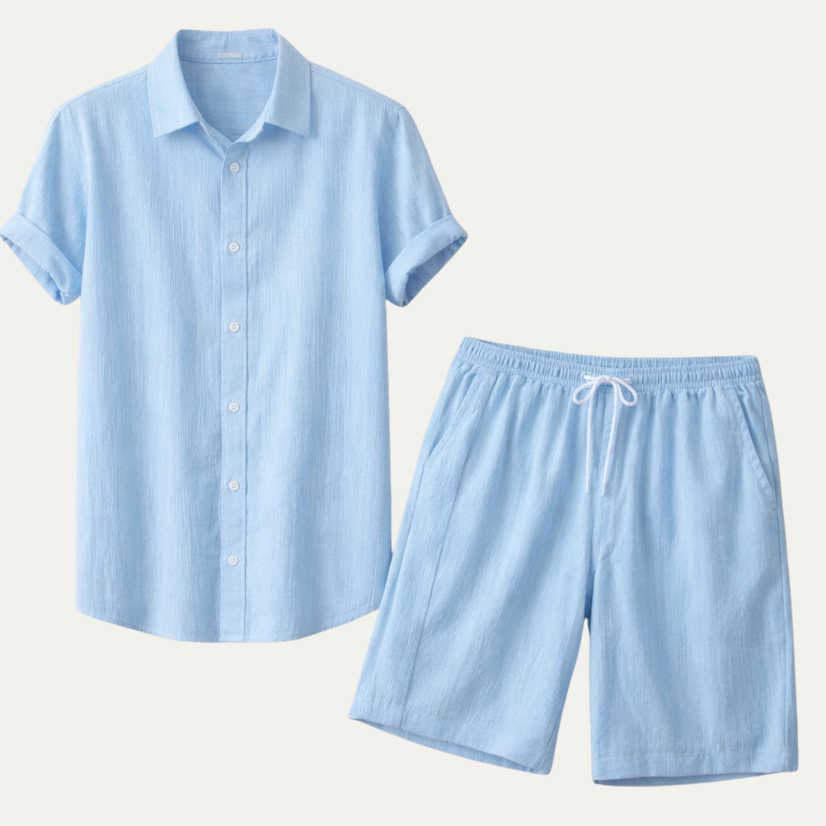 The Glenridge Park Men’s Lightweight Co-Ord Set – Button-Up Shirt & Drawstring Shorts