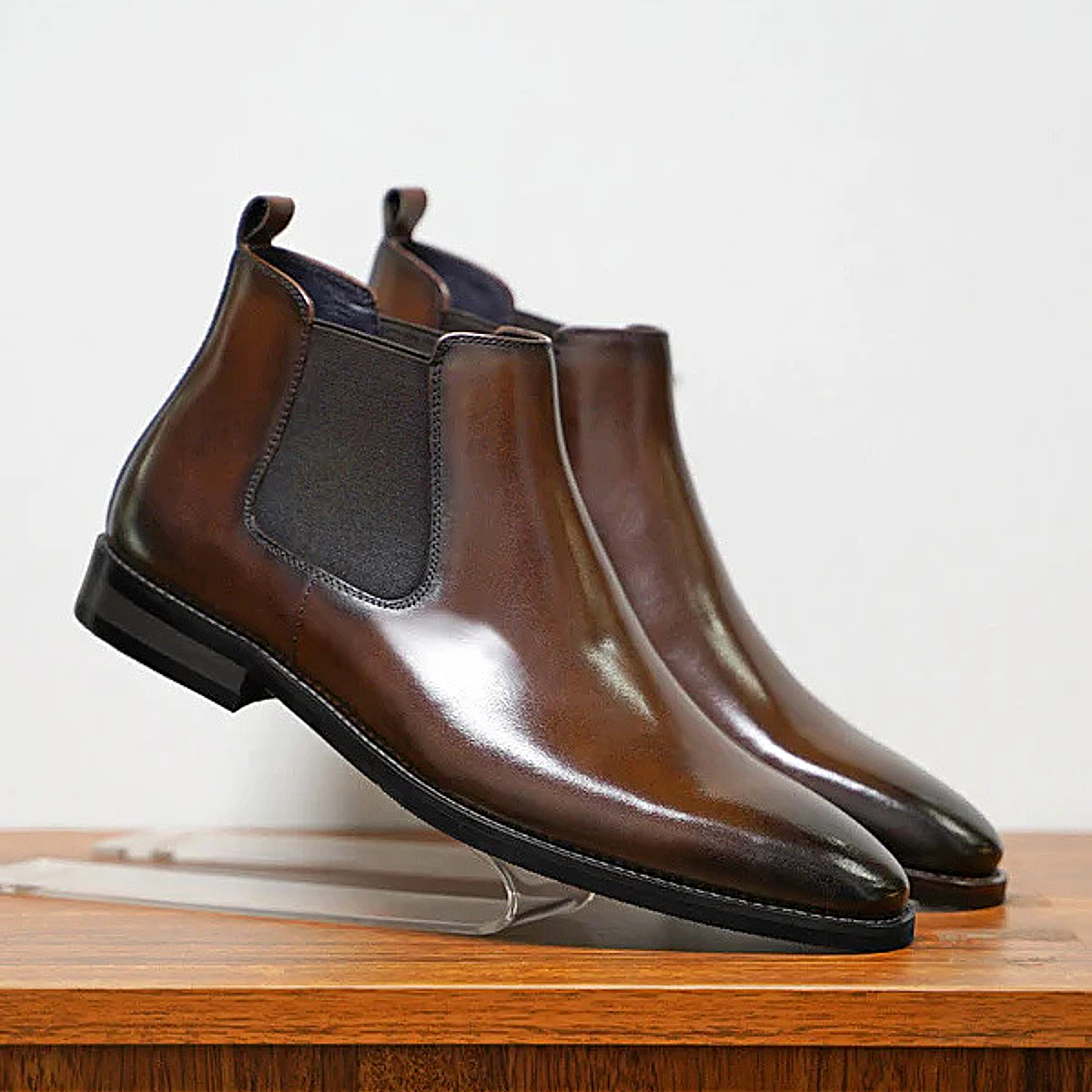 The Hawthorne  Sleek Slip On Ankle Leather Dress Boots