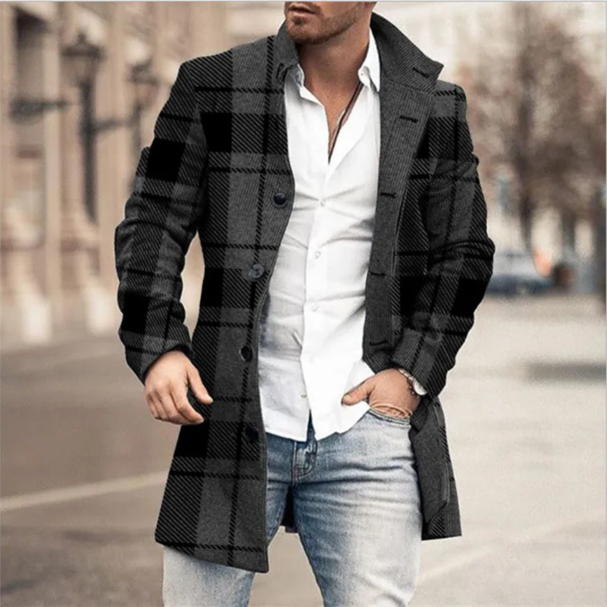 The Redmond Men's Casual Wool Blend Long Winter Jacket with Pockets
