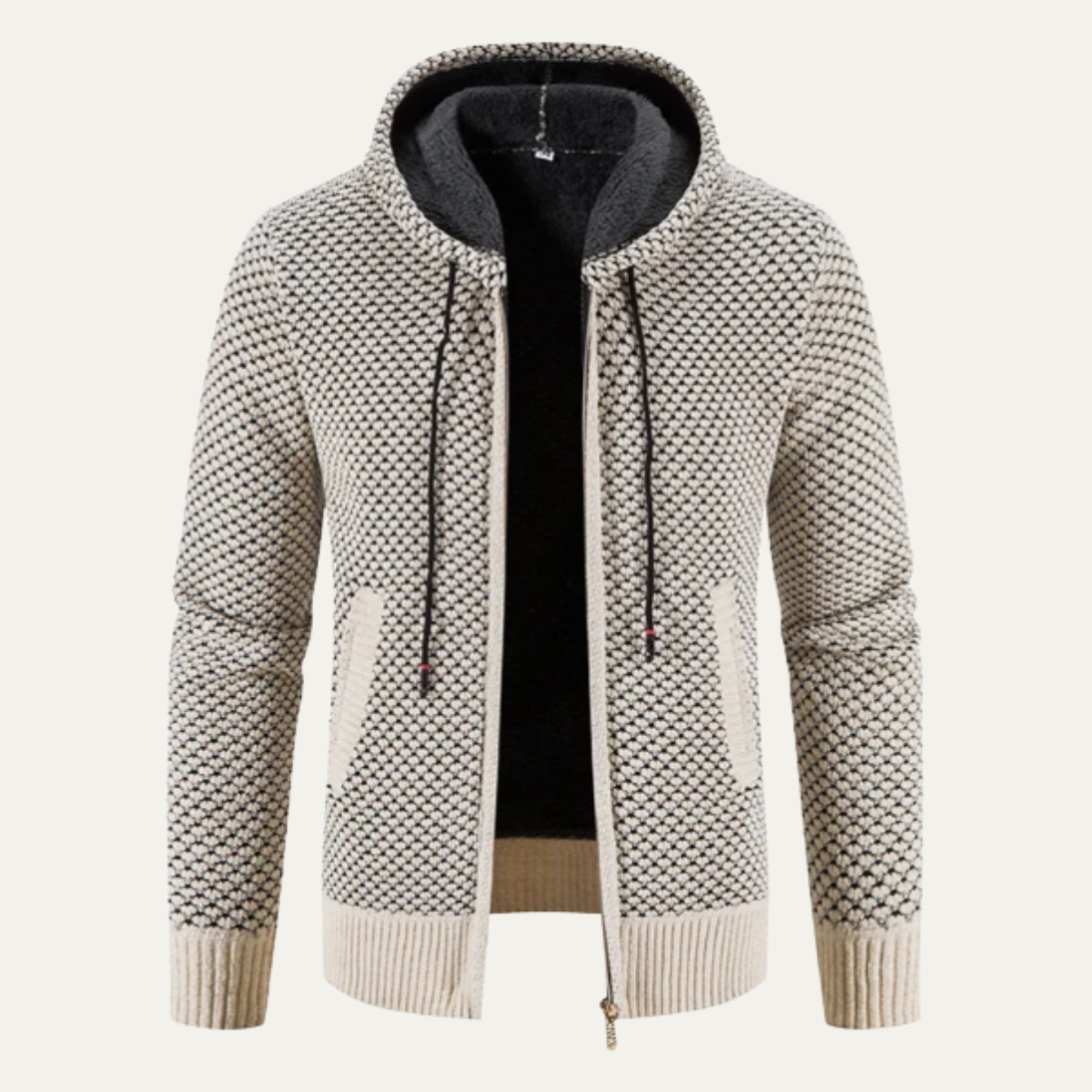 The Harrington Men’s Knitted Fleece Lined Zip Up Winter Hoodie Jacket