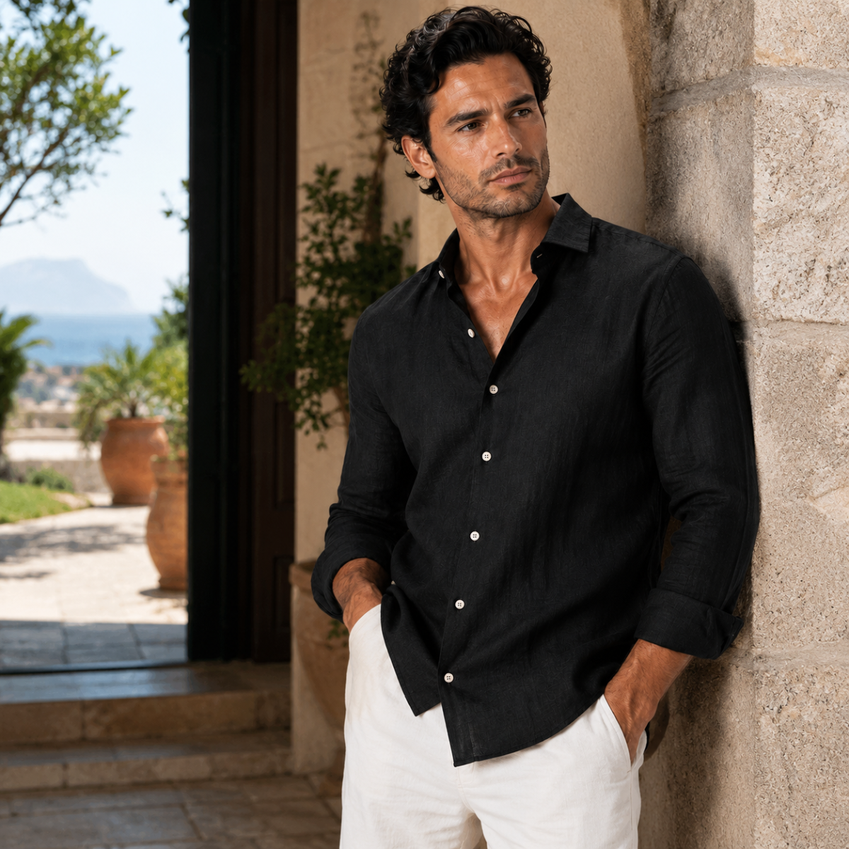 The Orvieto Men’s Cotton Linen Button Down Shirt