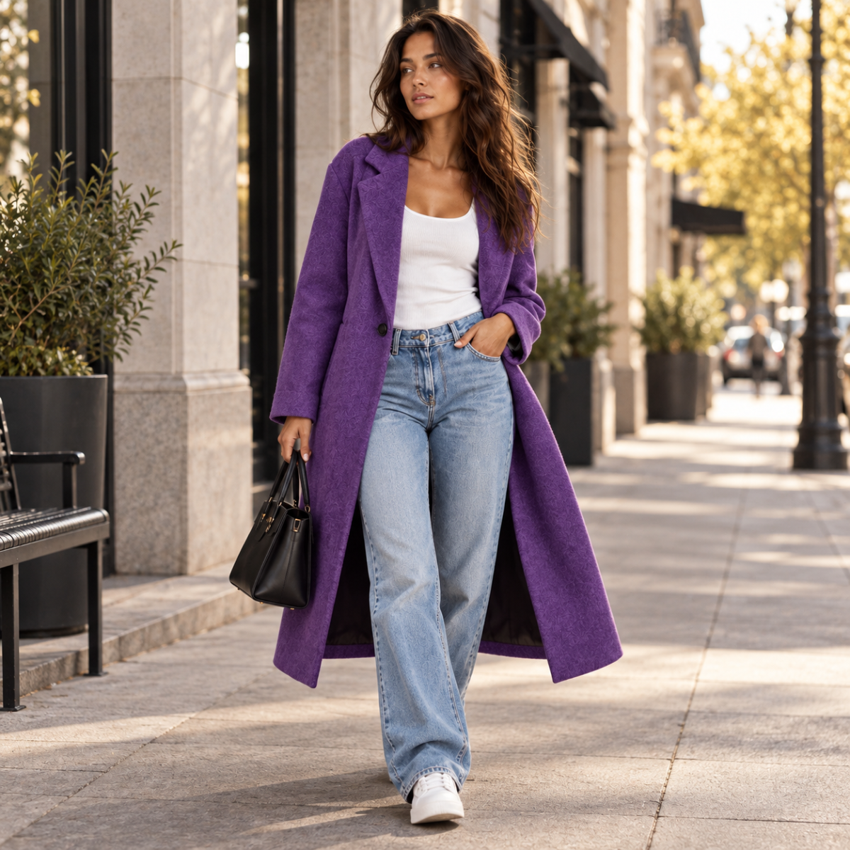 Women's Oversized Wool Coat – Long Single Breasted Winter Overcoat