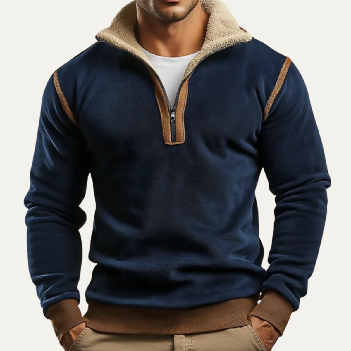 The Pinehaven Men's Vintage Sherpa Lined Quarter Zip Sweater