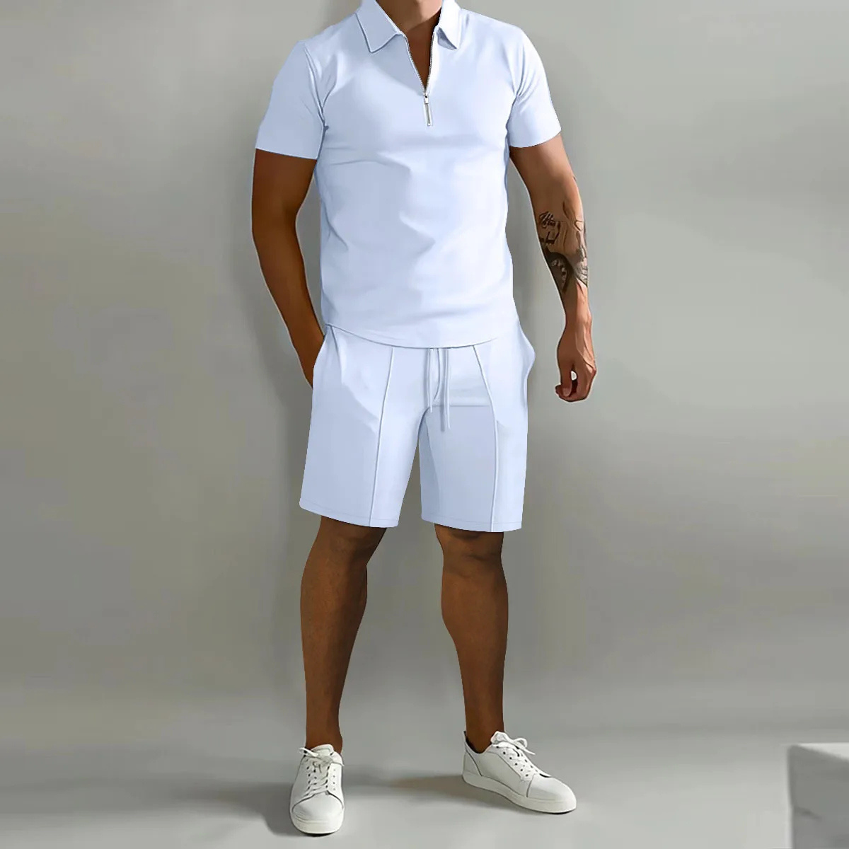The Summerfield Men’s Summer Polo Shirt & Shorts Set – White