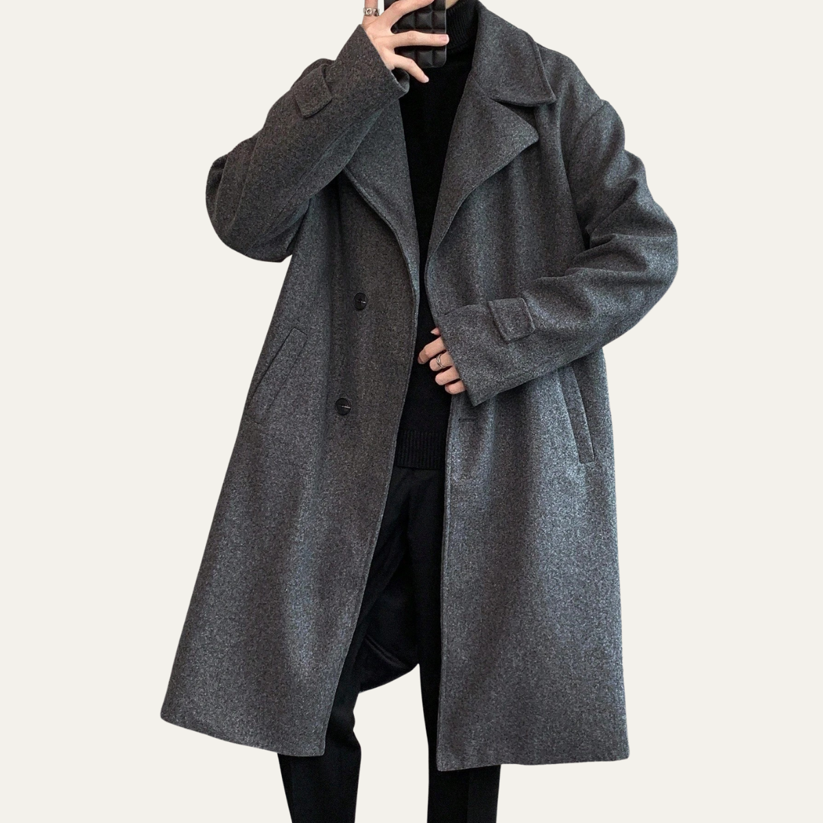 The Woolwich Men’s Smart Camel Wrap Wool Coat with Belt