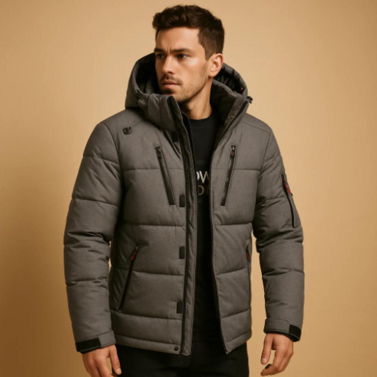 The Huntington Men’s Warm Puffer Parka Jacket with Detachable Hood