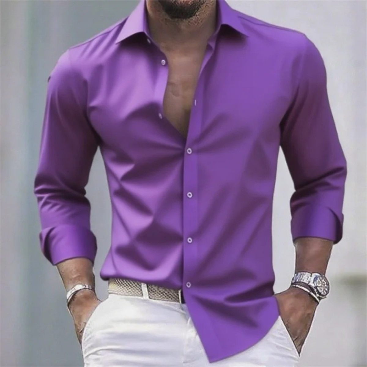 The Milano Men’s Slim Fit Elegant Stretch Dress Shirt