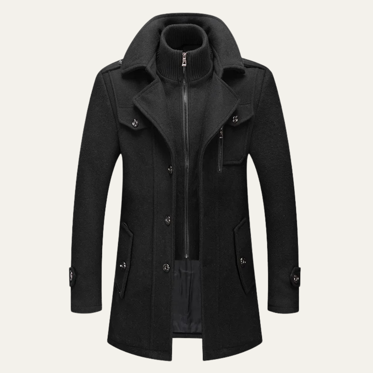The Kensington Men’s Double Collar Business  Wool Trench Coat