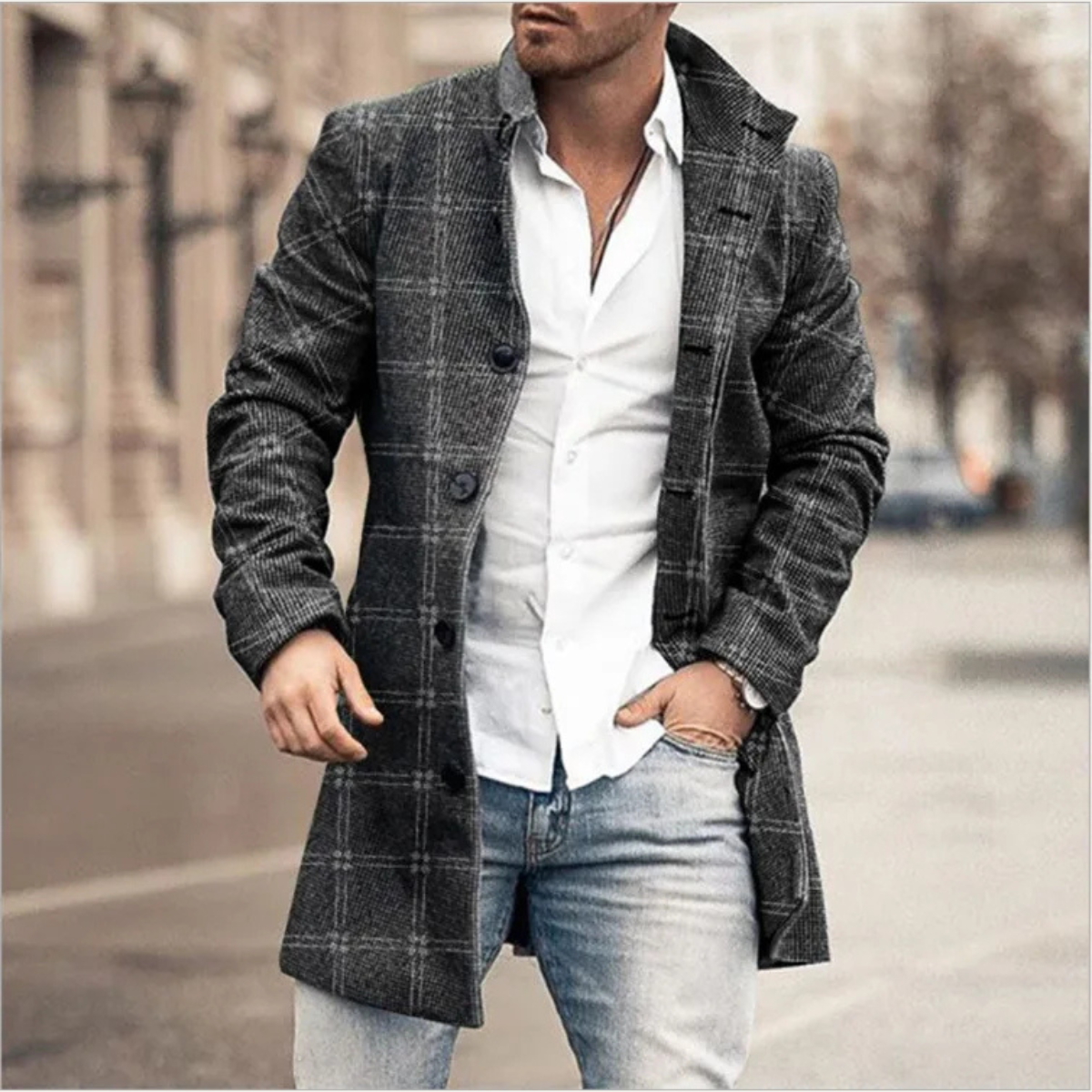 The Redmond Men's Casual Wool Blend Long Winter Jacket with Pockets