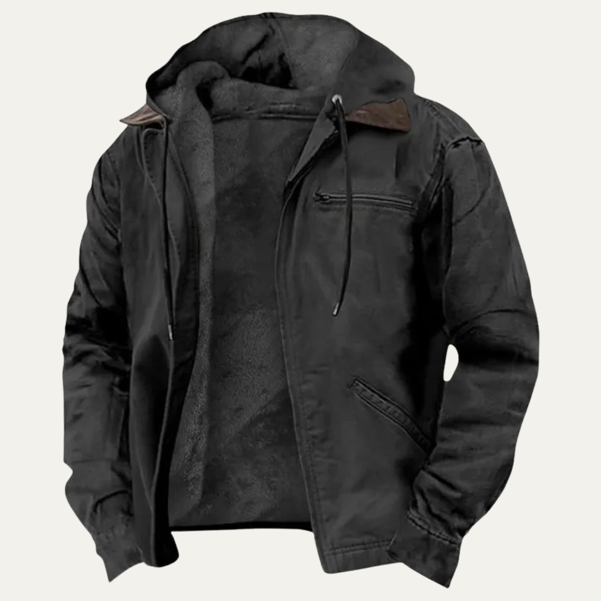 Men's Windbreaker Fleece Lined Hooded Jacket