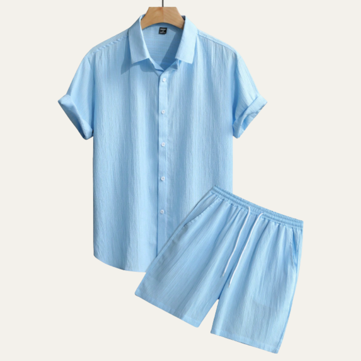 The Glenridge Park Men’s Lightweight Co-Ord Set – Button-Up Shirt & Drawstring Shorts