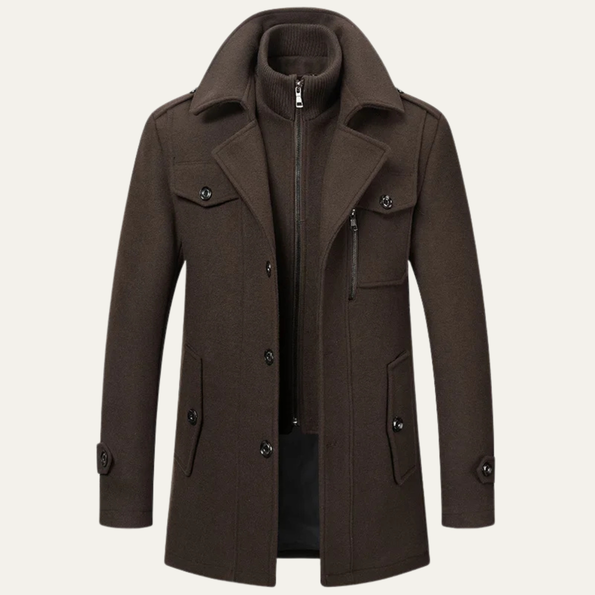 The Kensington Men’s Double Collar Business  Wool Trench Coat