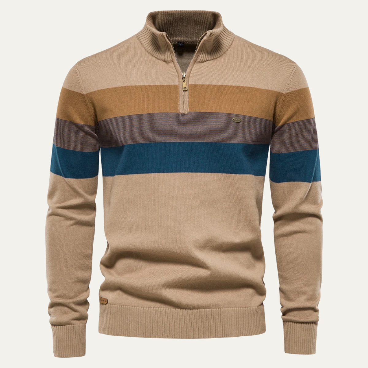 The Terracina Men’s Patchwork Zip Mock Neck Sweater