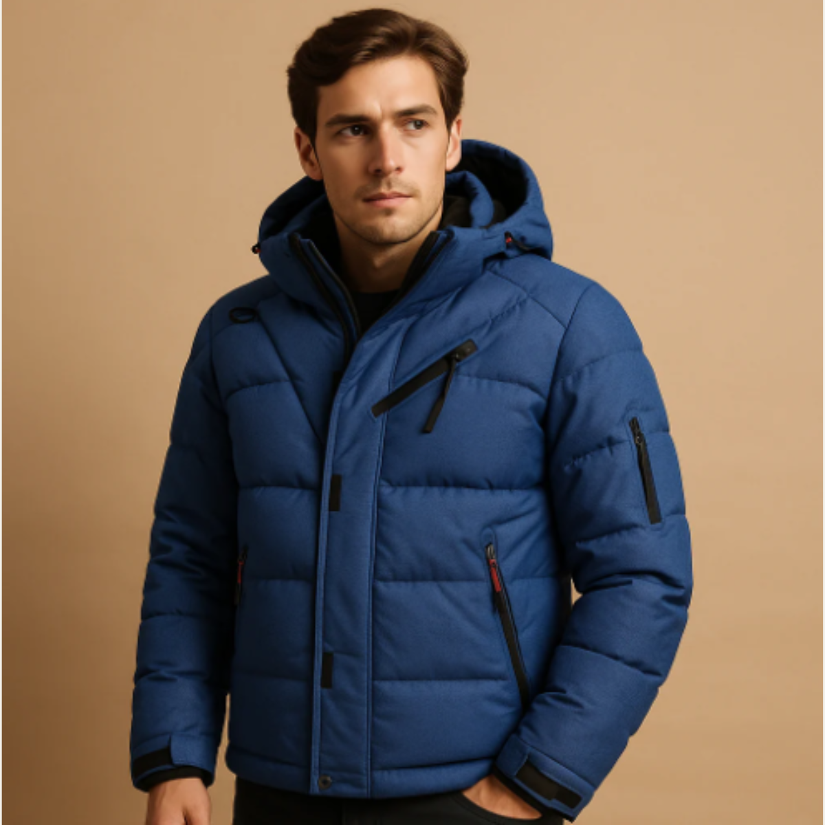 The Huntington Men’s Warm Puffer Parka Jacket with Detachable Hood