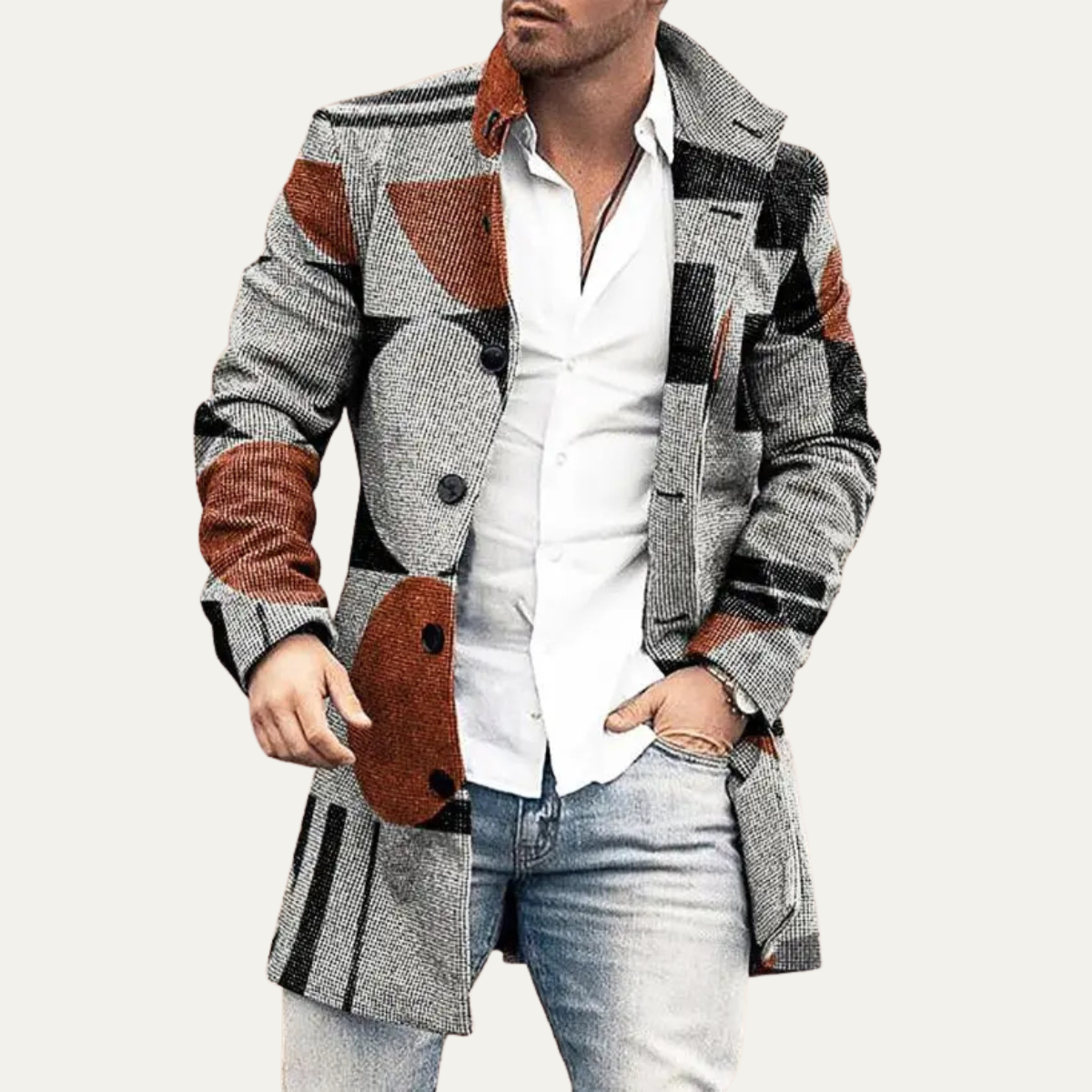 The Redmond Men's Casual Wool Blend Long Winter Jacket with Pockets