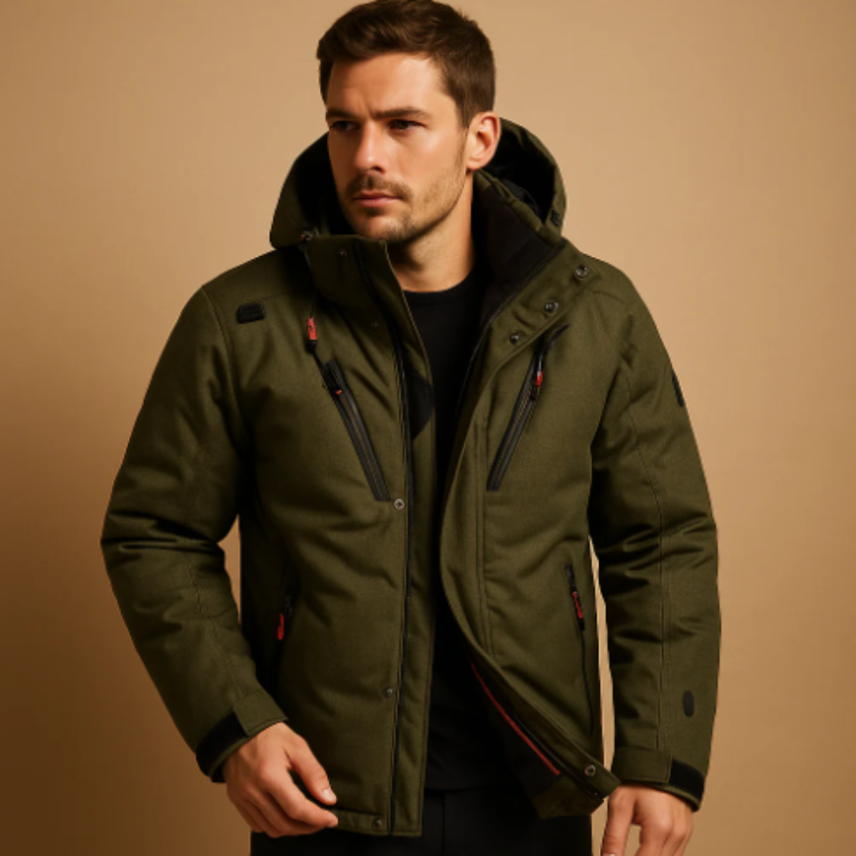 The Huntington Men’s Warm Puffer Parka Jacket with Detachable Hood