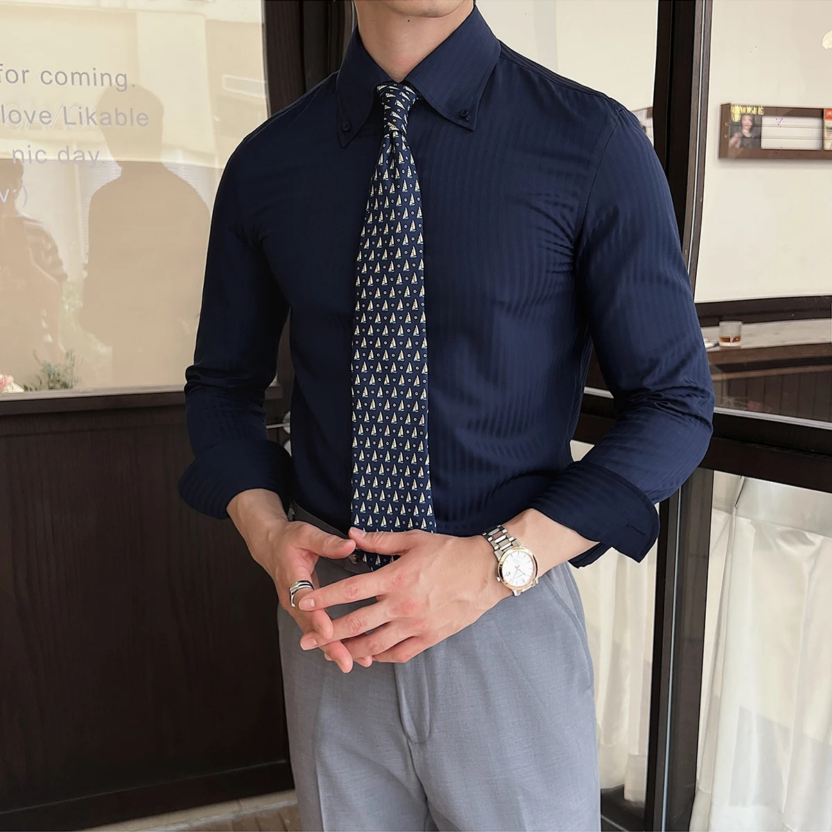 The Brookhaven Park Men’s Casual Striped Button-Up Shirt