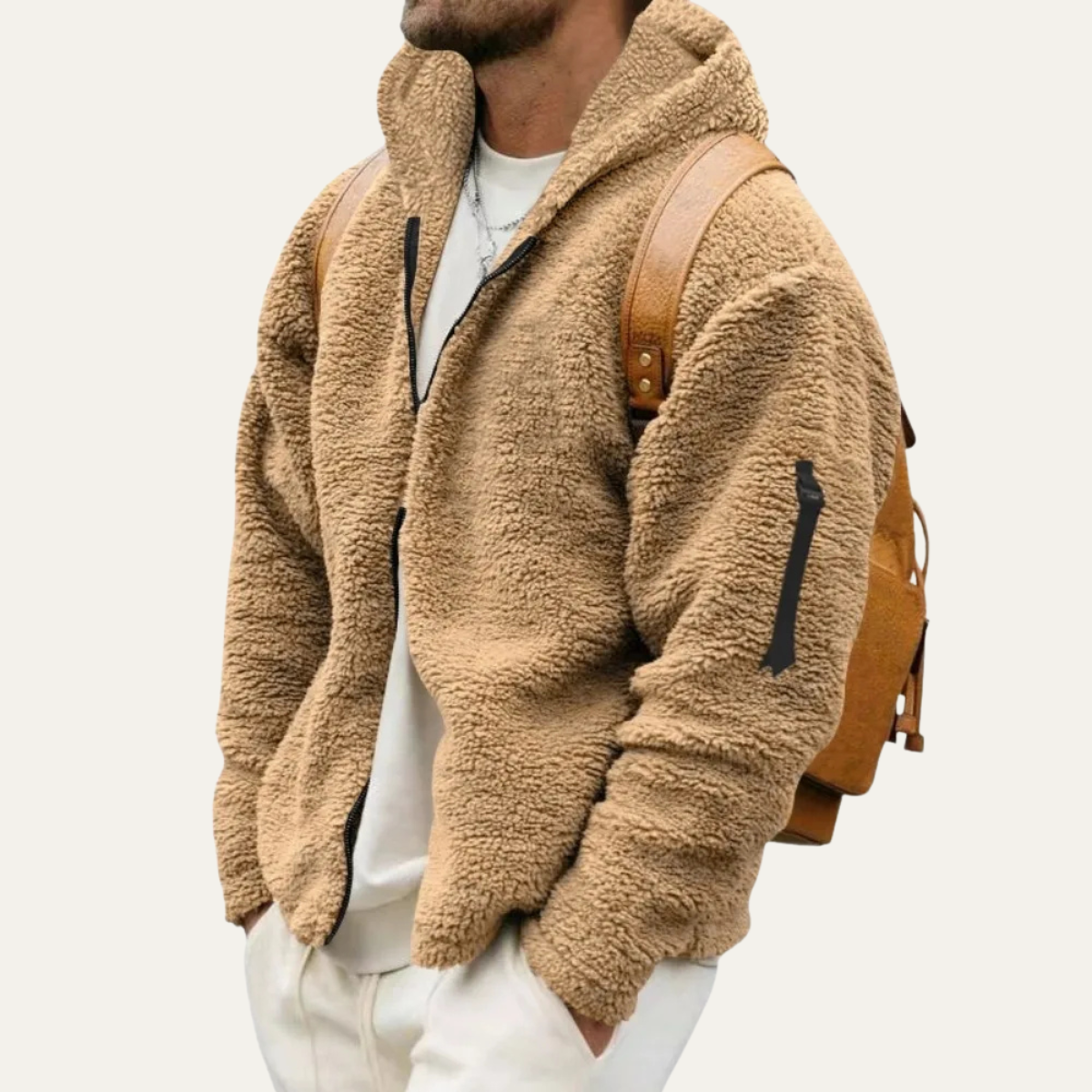 The Lucca Alta Men’s Winter Soft Velvet Zip Up Hoodie Fleece Jacket