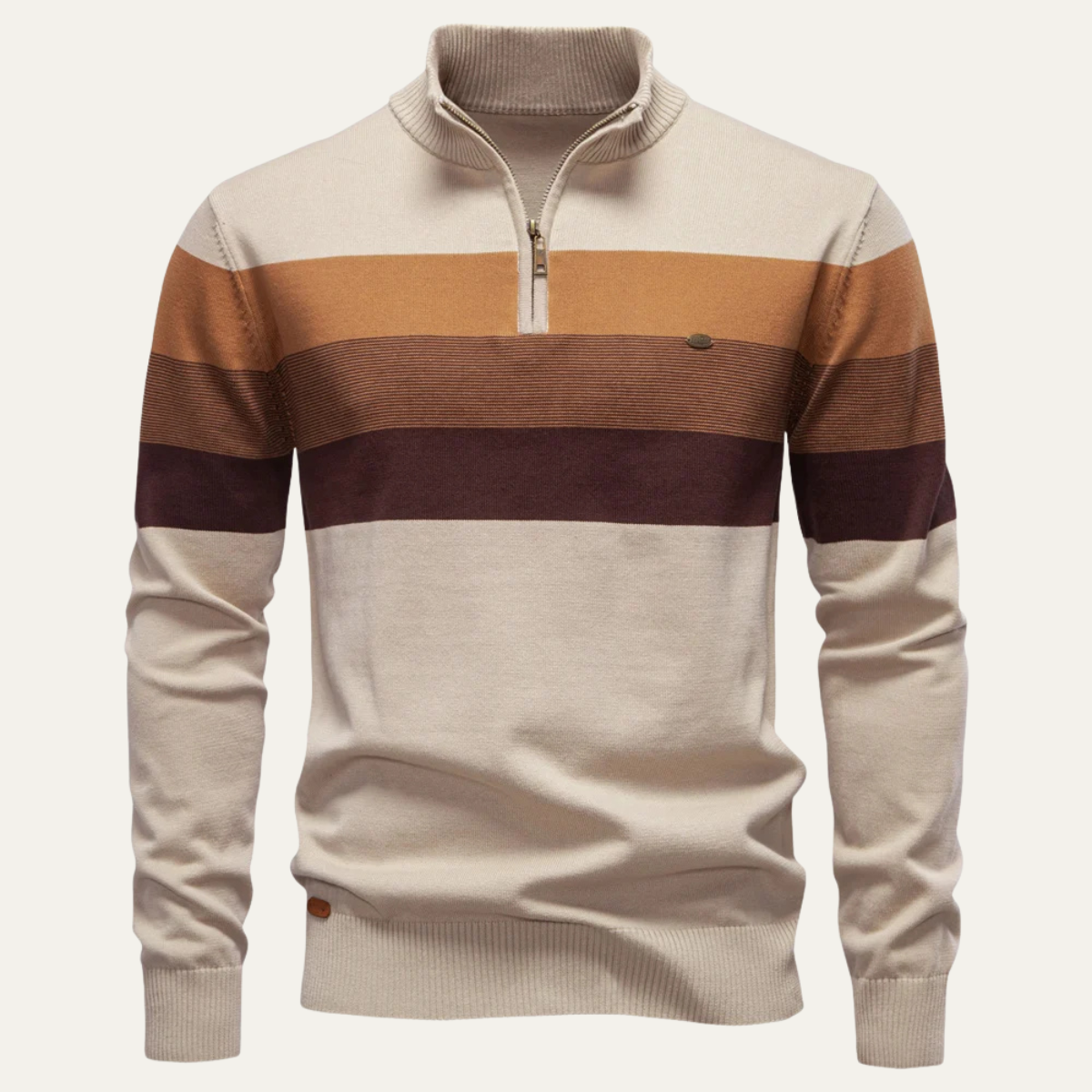The Terracina Men’s Patchwork Zip Mock Neck Sweater