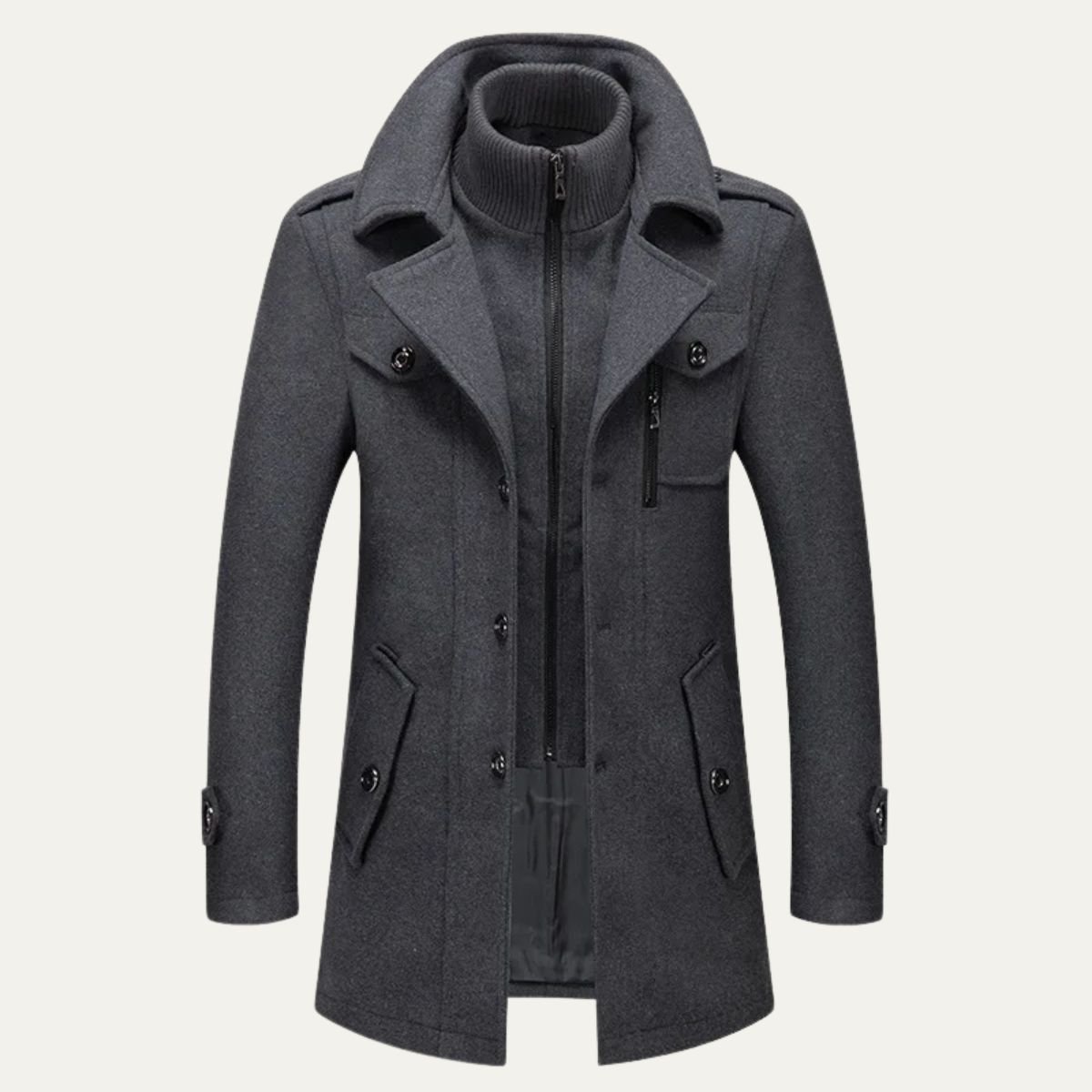 The Kensington Men’s Double Collar Business  Wool Trench Coat