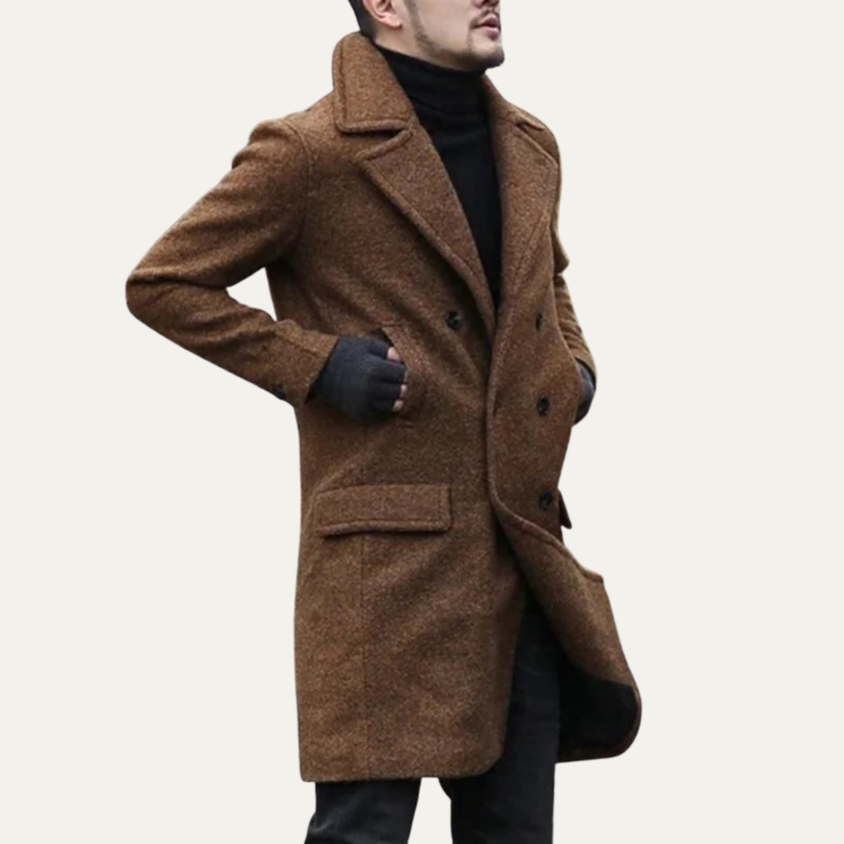 The Ancona Men’s Double Breasted Wool Trench Coat with Pockets