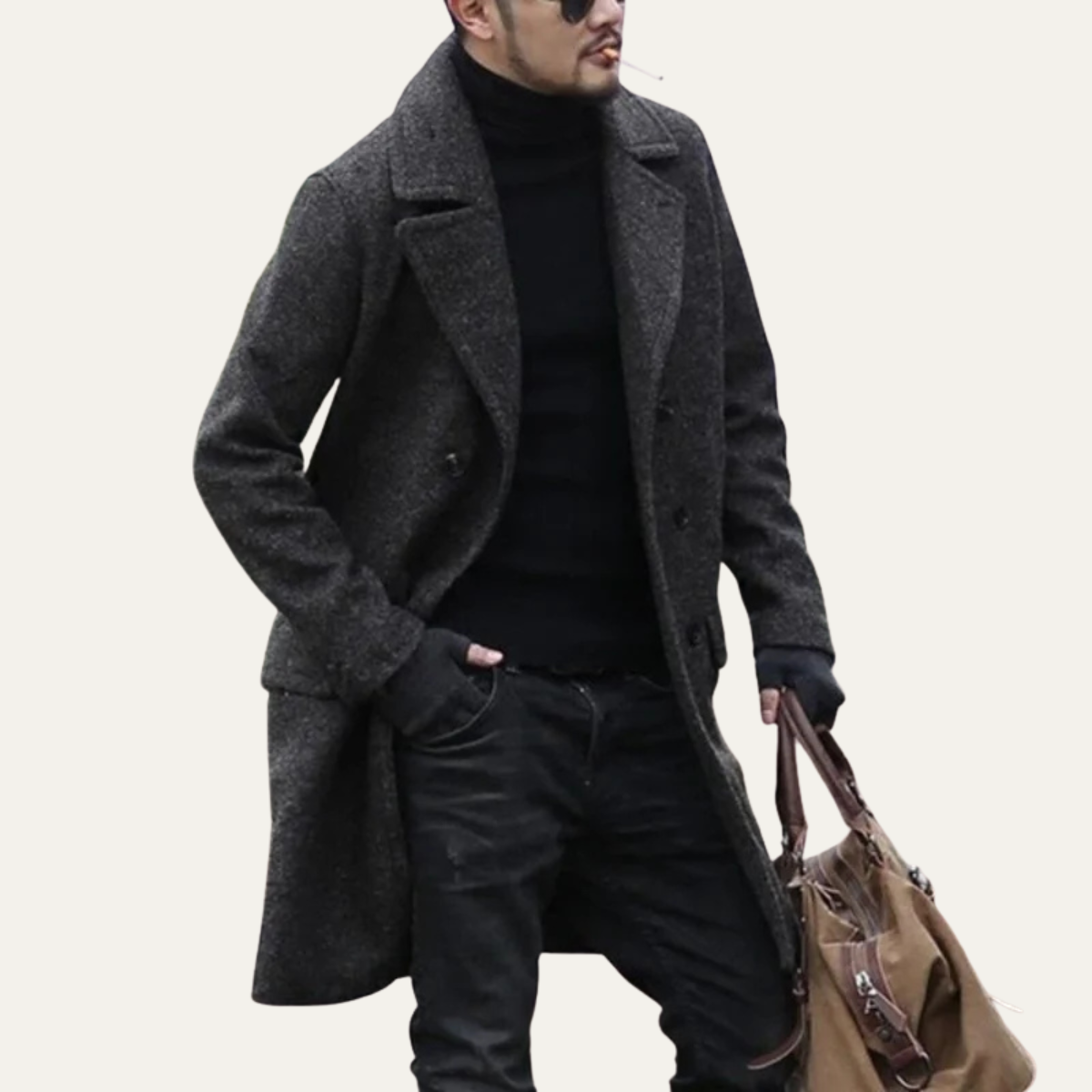 The Ancona Men’s Double Breasted Wool Trench Coat with Pockets