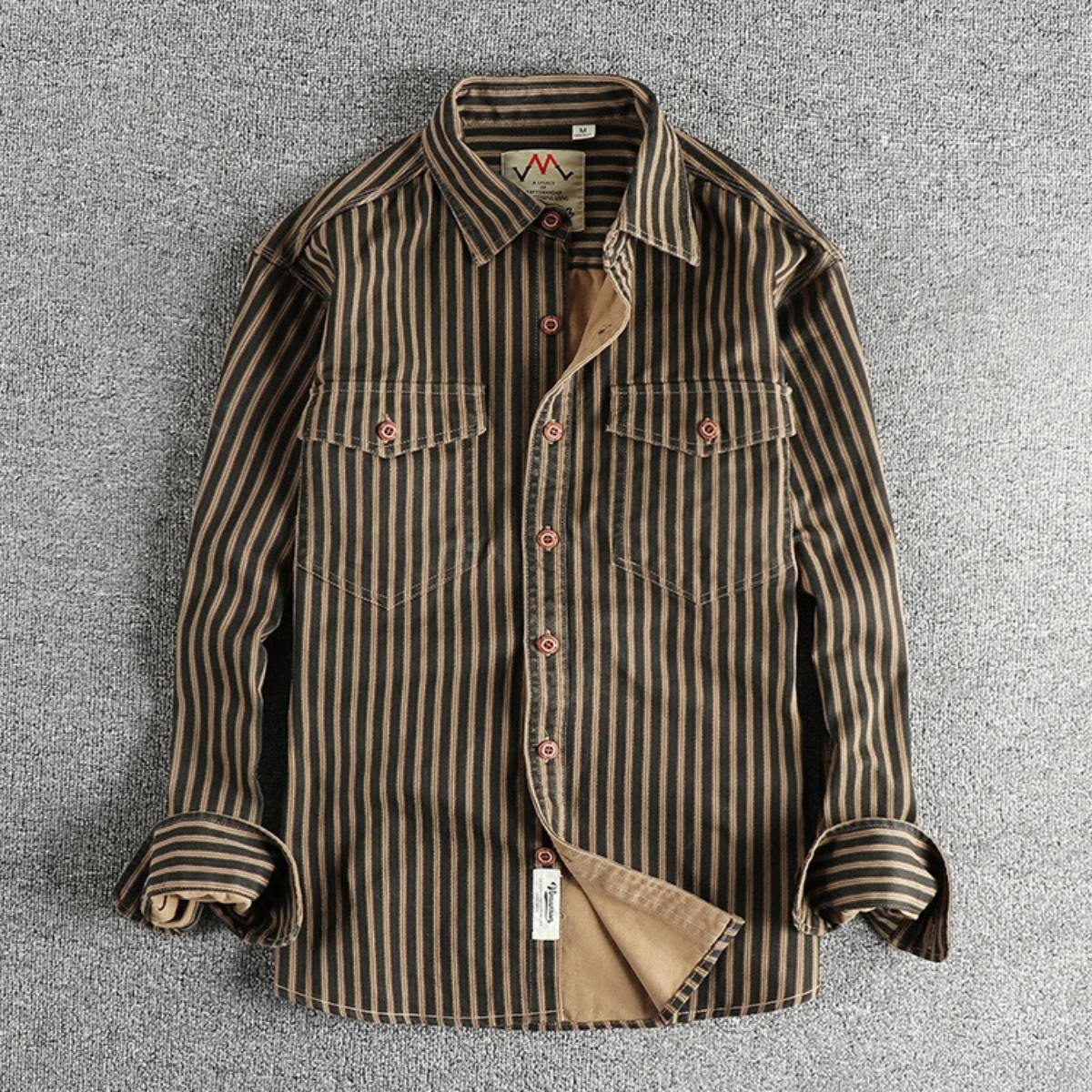 The Stratford Hill Men’s Retro Casual Button Up Striped Shirt