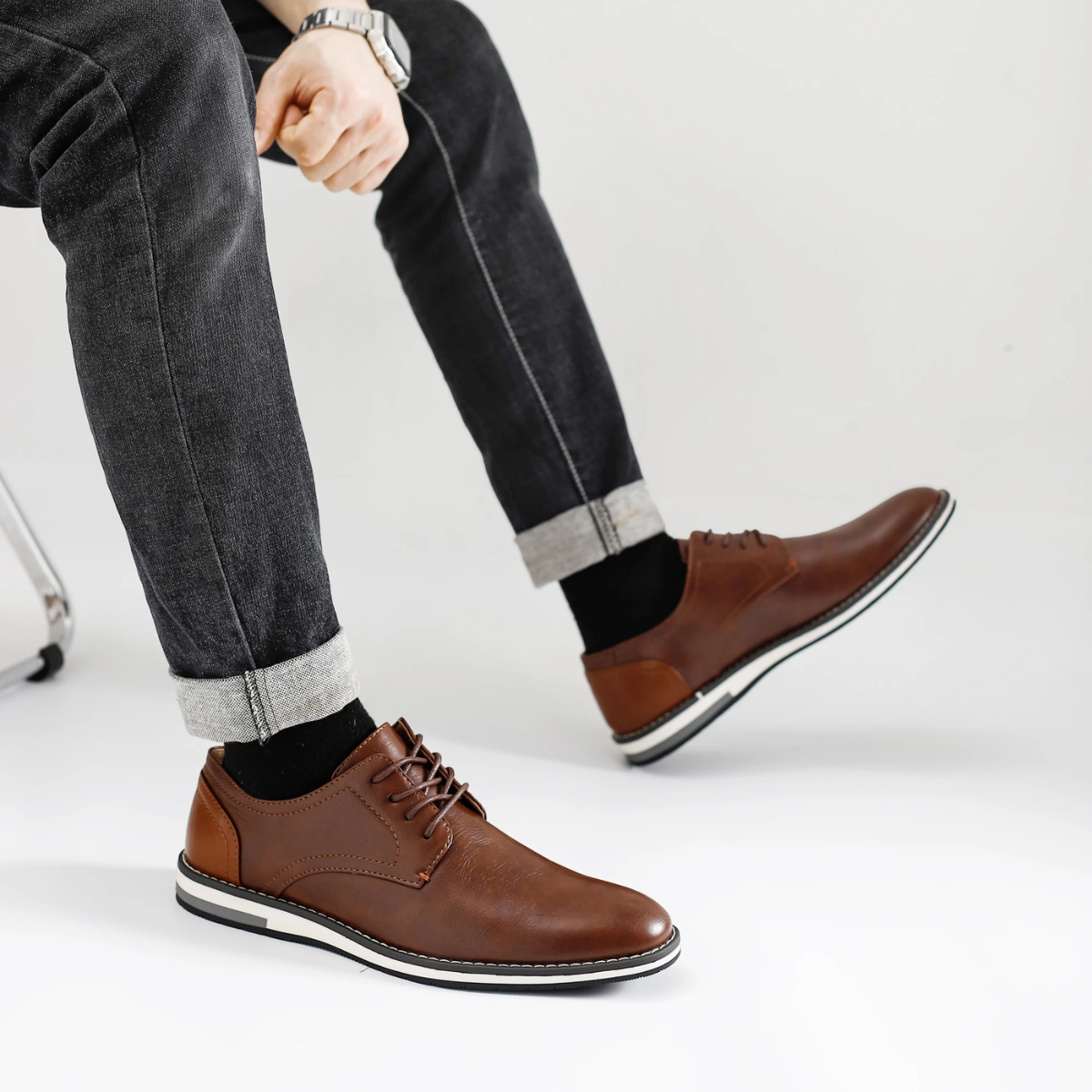 The Rosegate Men’s Oxford Leather Smart Casual Lace Up Dress Shoes