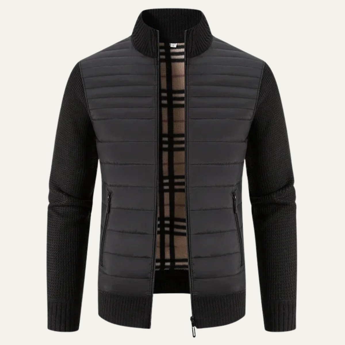 The Bordeaux Men’s Winter Bomber Jacket with Knit Sleeves