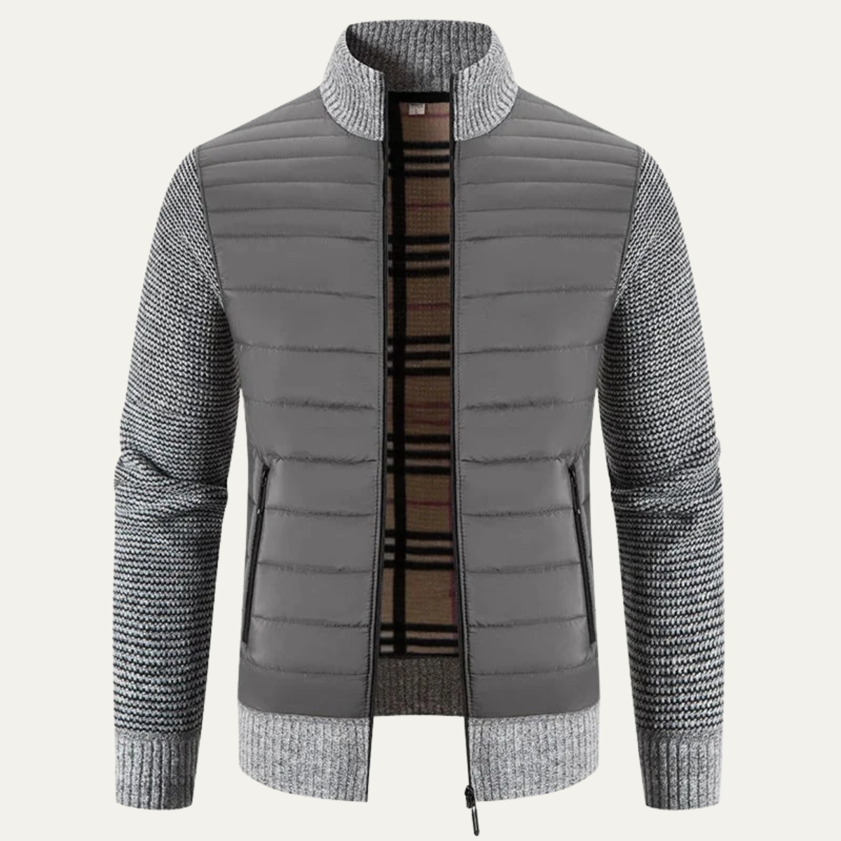 The Bordeaux Men’s Winter Bomber Jacket with Knit Sleeves