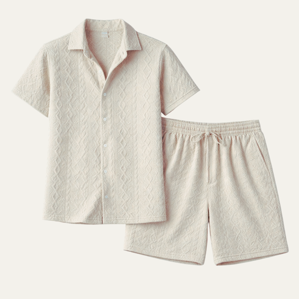 The Meadowridge Men’s Textured Summer Co-Ord Set Shirt & Shorts