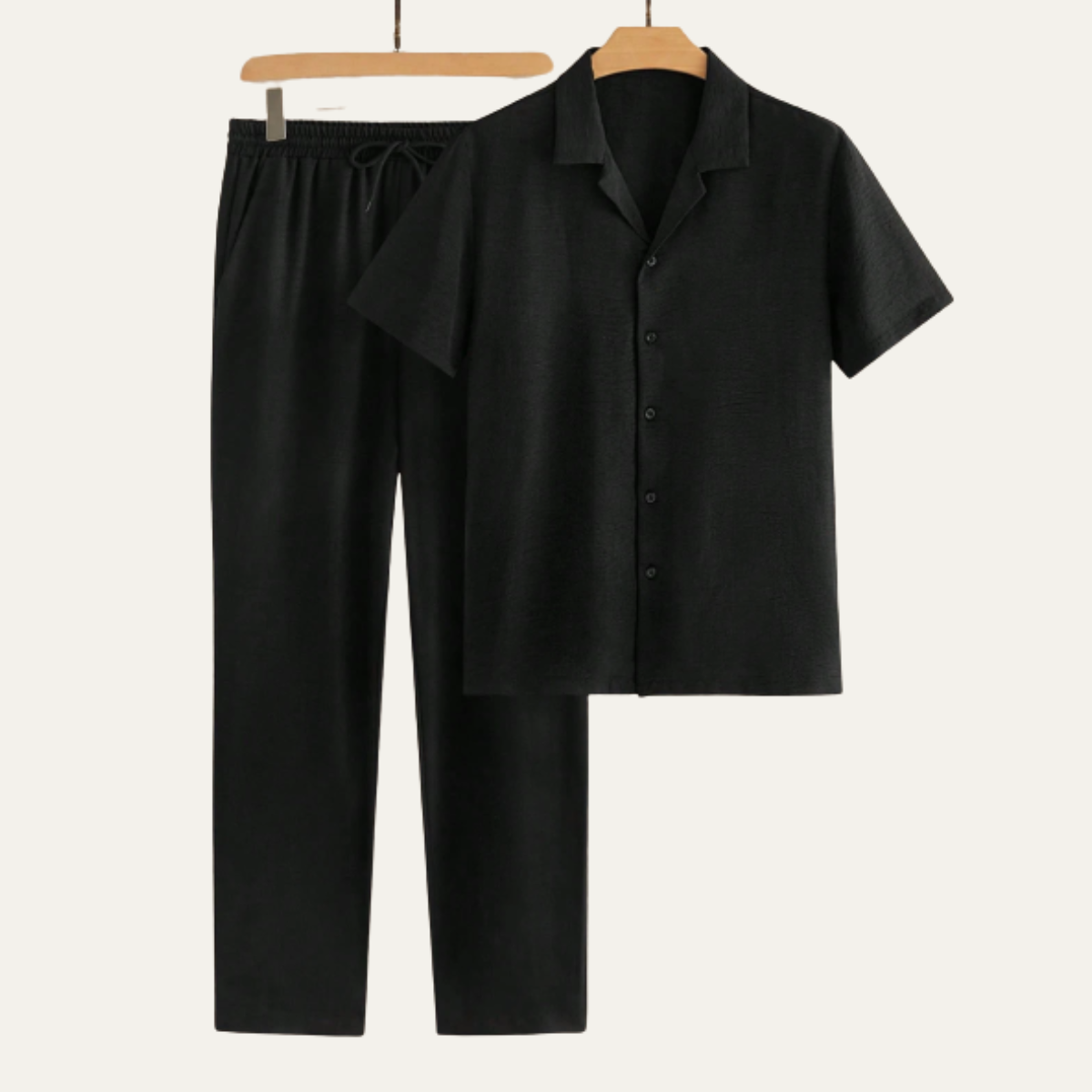 The Timbercrest Park Men’s Textured Button-Up Casual Set – Shirt & Pants