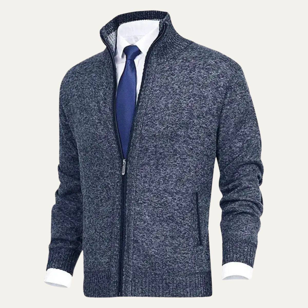 The Como Men's Warm Thick Knitted Fleece Full Zip Cardigan