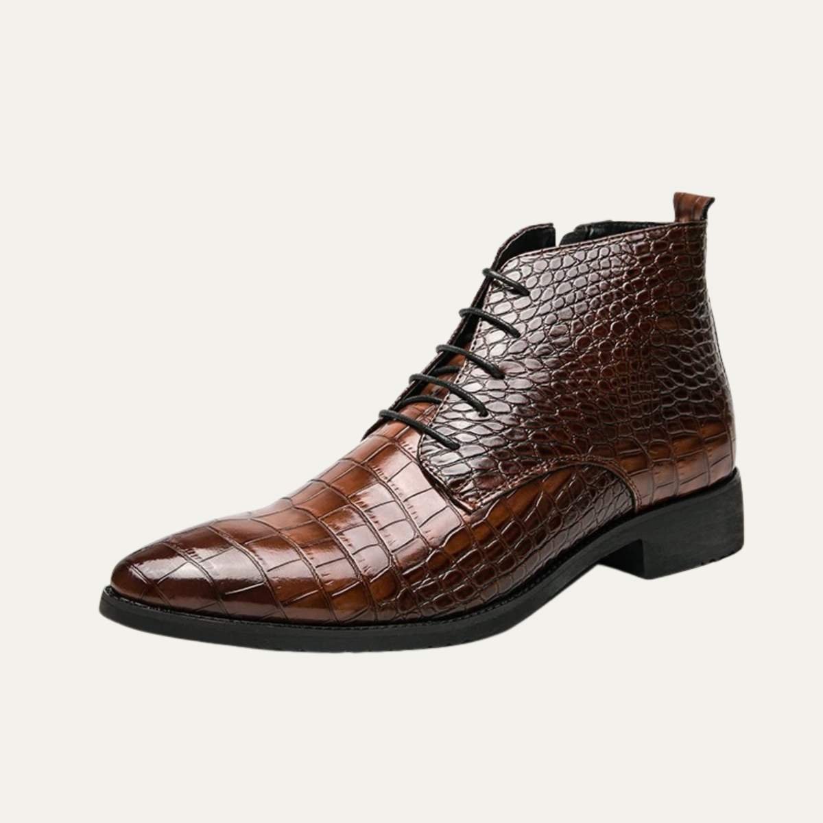 The Orvieto Men’s Crocodile Pattern Leather Ankle Boots - Brown