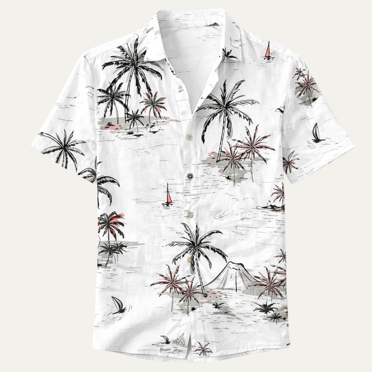 The Ridgefall Men’s Trendy Tropical Coconut Print Hawaiian Beach Shirt