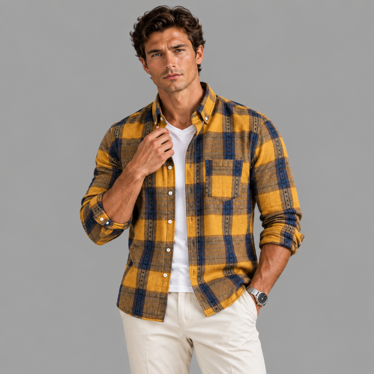 The Cuneo Men’s Plaid Lightweight Flannel Shirt
